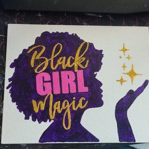 Glittered and Painted Black Girl Magic Canvas Wall Art